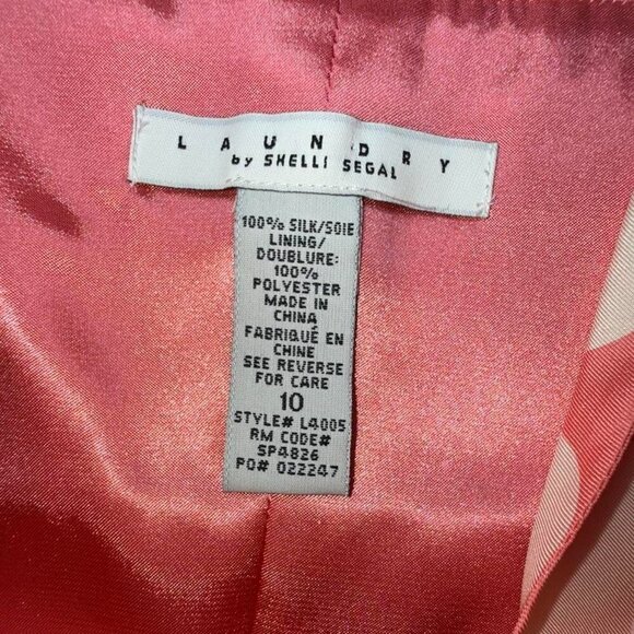 Laundry by Shelli Segal Retro Pink Polka dot 100% Silk Halter Fit & Flare Dress - Picture 5 of 8